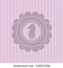 chess knight icon inside realistic pink emblem