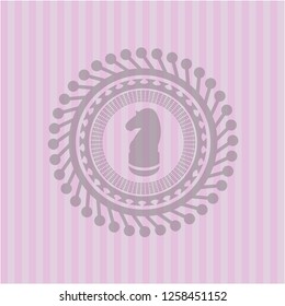 chess knight icon inside realistic pink emblem