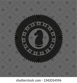 chess knight icon inside realistic dark emblem