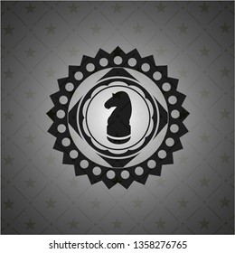 chess knight icon inside realistic black emblem