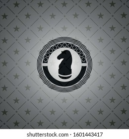 chess knight icon inside realistic dark emblem
