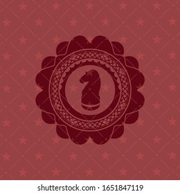 chess knight icon inside realistic red emblem