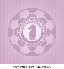 chess knight icon inside retro pink emblem