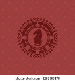 chess knight icon inside retro style red emblem