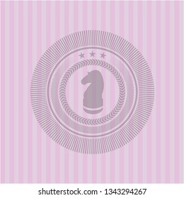 chess knight icon inside retro pink emblem