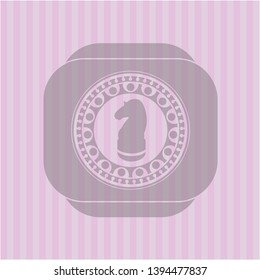 chess knight icon inside retro pink emblem