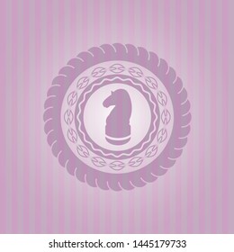 chess knight icon inside retro pink emblem