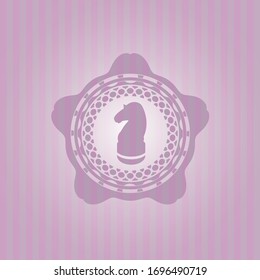 chess knight icon inside retro pink emblem