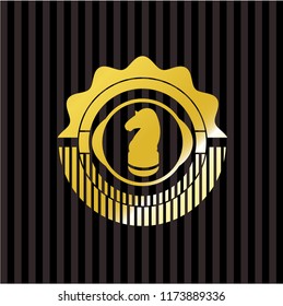 chess knight icon inside shiny badge