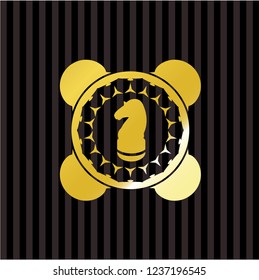 chess knight icon inside shiny emblem