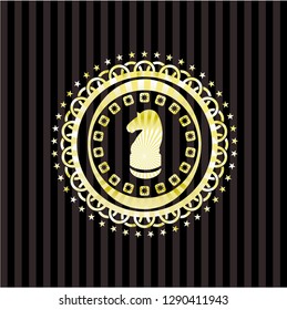 chess knight icon inside shiny emblem