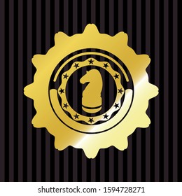 chess knight icon inside shiny emblem