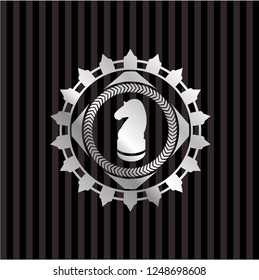 chess knight icon inside silvery badge