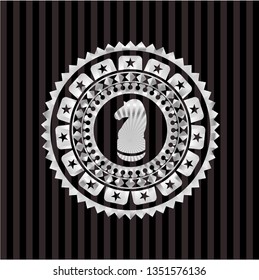 chess knight icon inside silvery emblem
