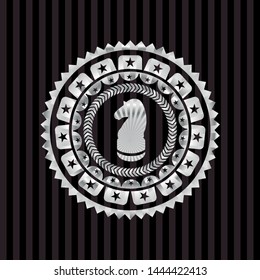 chess knight icon inside silvery shiny emblem