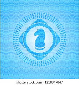 Chess Knight Icon Inside Sky Blue Water Wave Badge.