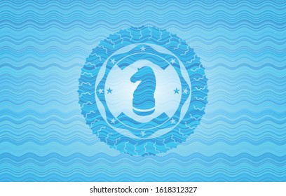 Chess Knight Icon Inside Sky Blue Water Wave Style Emblem.