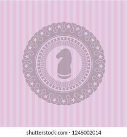 chess knight icon inside vintage pink emblem