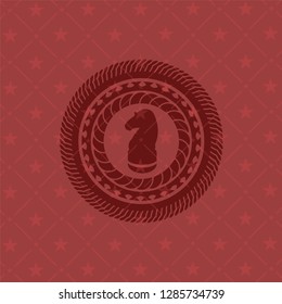 chess knight icon inside vintage red emblem