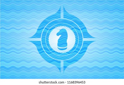 chess knight icon inside water representation emblem.