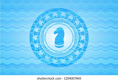 chess knight icon inside water representation style badge.