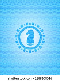 chess knight icon inside water wave representation badge background.