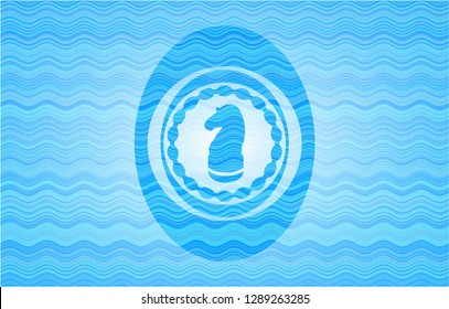 chess knight icon inside water wave concept style badge.