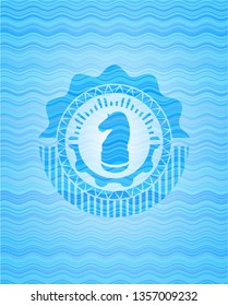 chess knight icon inside water wave representation emblem background.