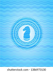 chess knight icon inside water wave badge.