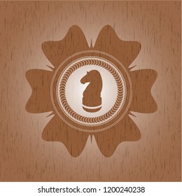 chess knight icon inside wood emblem. Retro