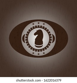chess knight icon inside wood signboards