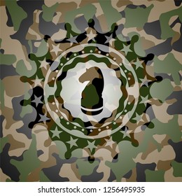 chess knight icon on camouflage pattern