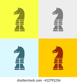 Chess knight Icon on Four Different Backgrounds. Eps-10.