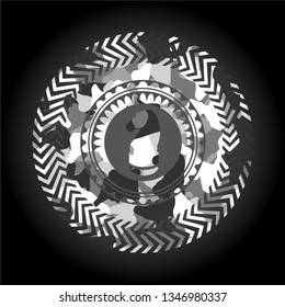chess knight icon on grey camouflage pattern