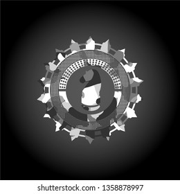 chess knight icon on grey camouflaged texture