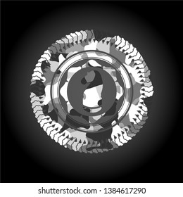 chess knight icon on grey camouflage pattern