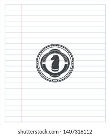 chess knight icon pencil emblem. Vector Illustration. Detailed.