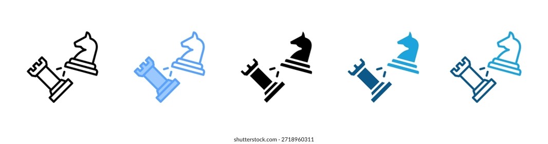 Chess Knight icon set multiple style collection
