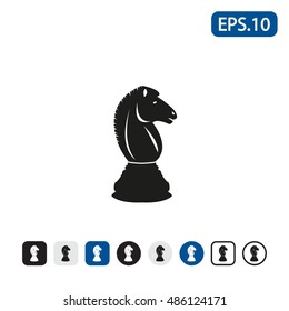 Chess knight icon. Vector