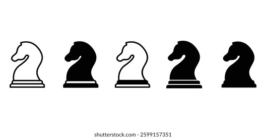 Chess Knight Icons Vector Design Illustration Set