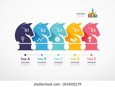 Chess knight infographic. Business Success concept. Vector slide template. Creative illustration