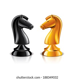 Chess knight isolated on white photo-realistic vector illustration