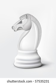 Chess Knight Isolated On White. Vector.