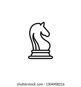 Chess Knight Line Icon In Flat Style Vector For Apps, UI, Websites. Black Icon Vector Illustration.
