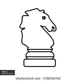 Chess Knight Line Icon In Flat Style Vector For Apps, Websites. Black Icon Vector Illustration.
