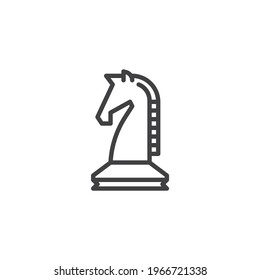Icono de la línea del caballero de ajedrez. signo de estilo lineal para concepto móvil y diseño web. Icono vectorial del contorno de la pieza de ajedrez de caballo. Símbolo, ilustración del logotipo. Gráficos vectoriales