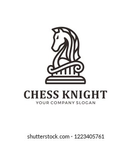 chess knight logo. monoline, lineart logo