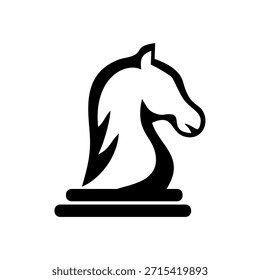Schachritter-Logo für Strategie, Intelligenz, Führung und taktisches Denken. Elegantes schwarzes Vektorsymbol, geeignet für Unternehmensberatung, Bildung, Spiele, Schachklubs und Unternehmensbranding.
