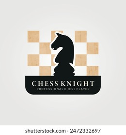 chess knight logo vector vintage illustration design, icon template, sign or symbol