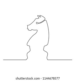 The chess knight is nagged with one black line on a white background. Continuous line drawing. Vector illustration.